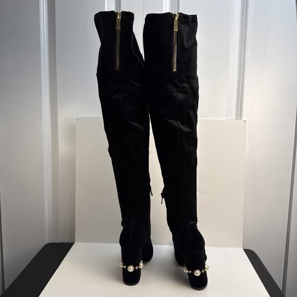 Ivanka Trump Velvet Tamir Tall Black Boots Zip size 6 NWOB - Picture 9 of 12